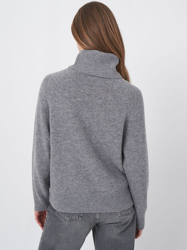 Turtle Neck With Button Side Detail - Grey - FINAL SALE