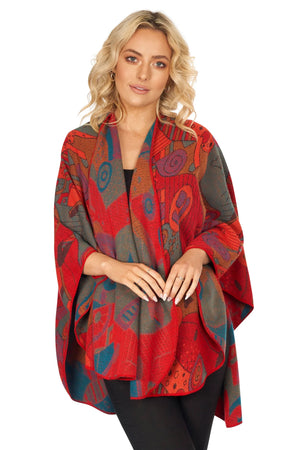 Celtic Shawl w/ 'Picasso' Inspired Motif - Red Tones