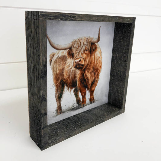 Majestic Highland Cow 6" x 6" Mini Canvas