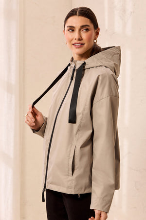 Hooded Zip Front Rain Jacket