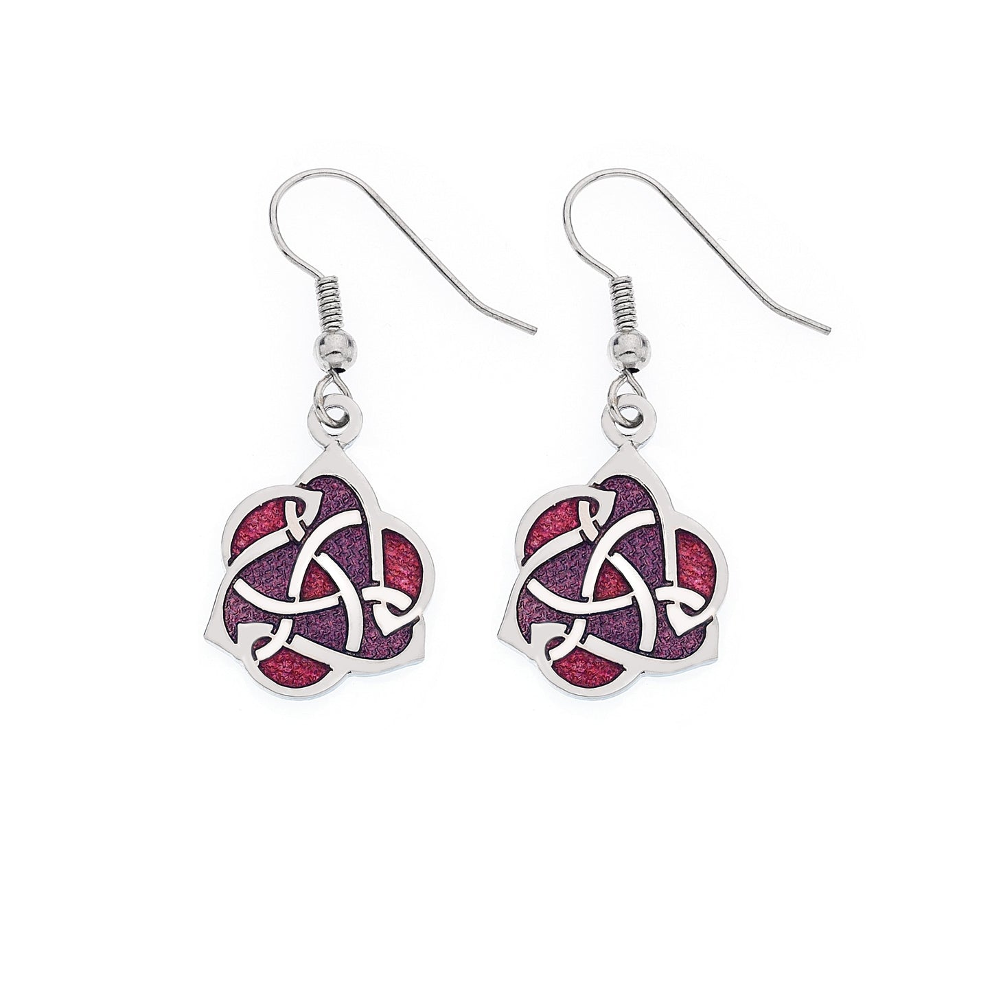 Celtic Enamel Archibald Knox Style Earrings - Red & Mauve