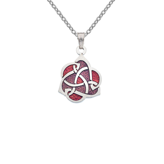 Celtic Enamel Archibald Knox Style Pendant - Red & Mauve