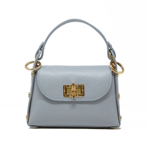 GF1075 GENUINE ITALIAN LEATHER  BAMBOO CLASP, CROSSBODY BAG: LILAC