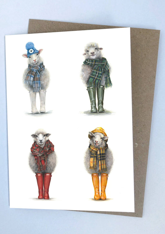 Four Seasons Sheeps Greeting Card