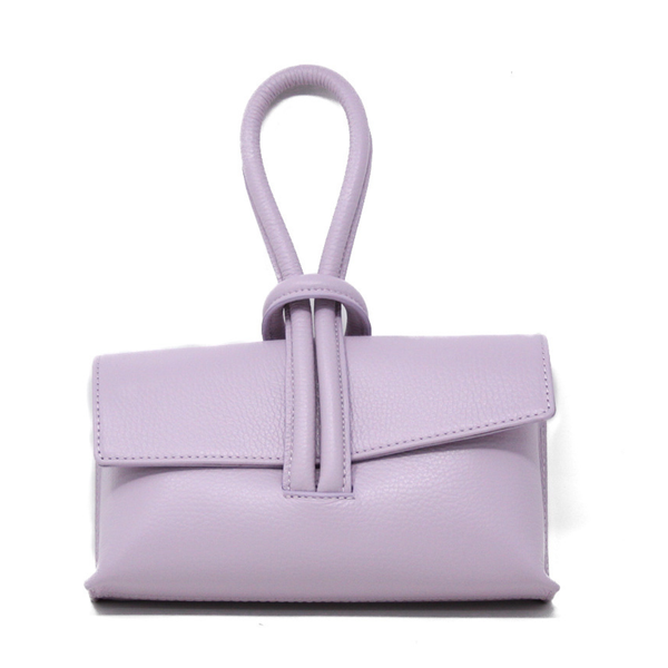 GF0467 GENUINE ITALIAN LEATHER  WRISTLET BAG: SILVER