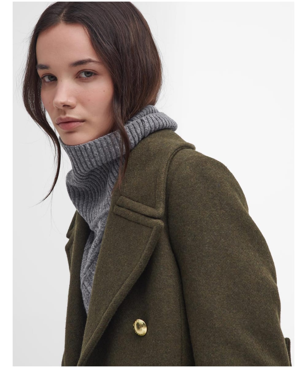 Barbour Reva Wool Military Coat Olive US 6