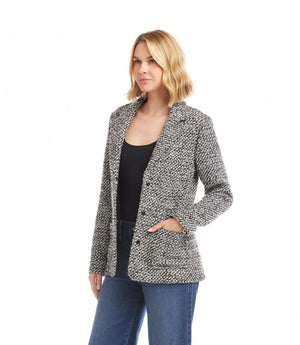 Black With Off White Tweed Blazer