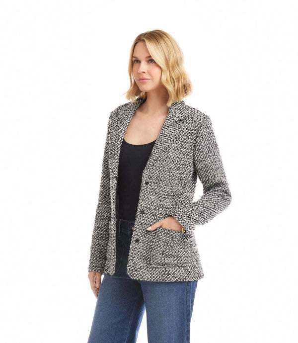 Black With Off White Tweed Blazer