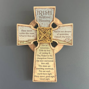 Irish Bedtime Blessing Cross Wall Plaque