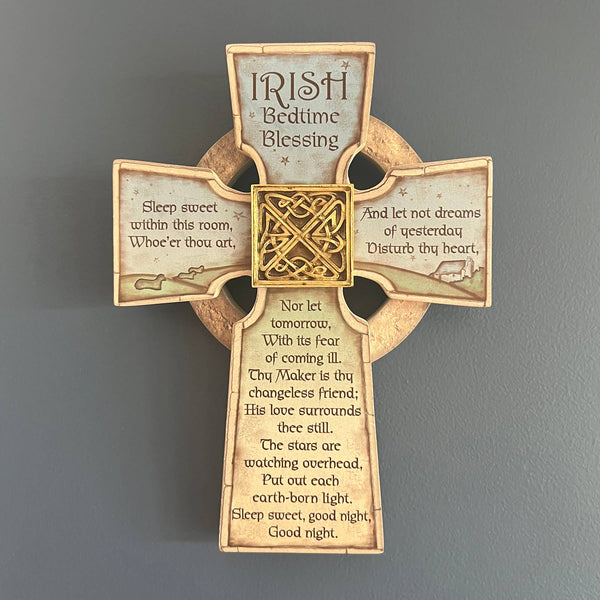 Irish Bedtime Blessing Cross Wall Plaque