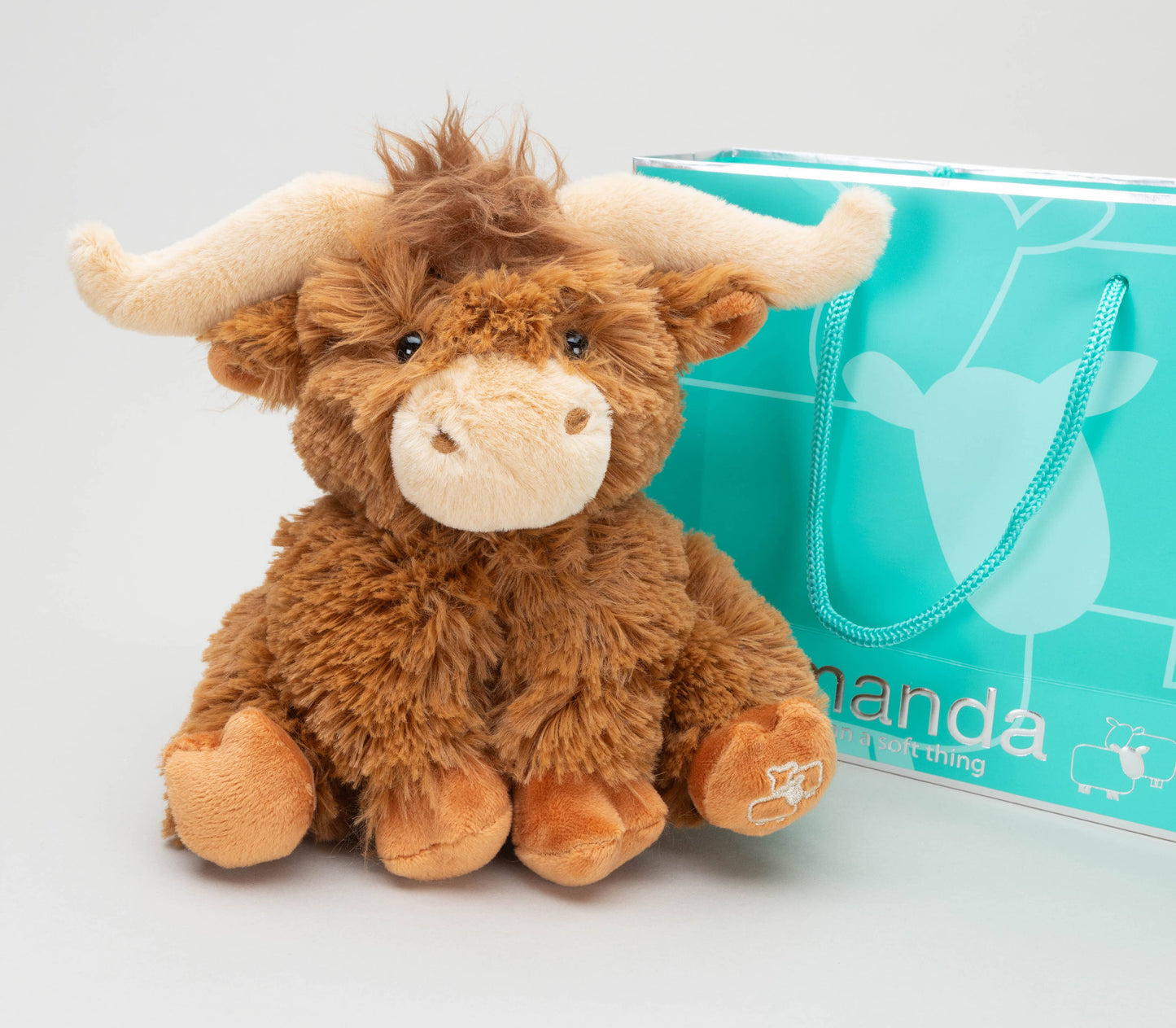 Horny Highland Cow Plush Brown Small Soft Toy - 18cm