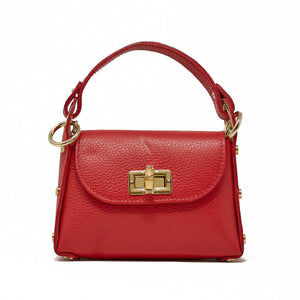 GF1075 GENUINE ITALIAN LEATHER  BAMBOO CLASP, CROSSBODY BAG: LILAC