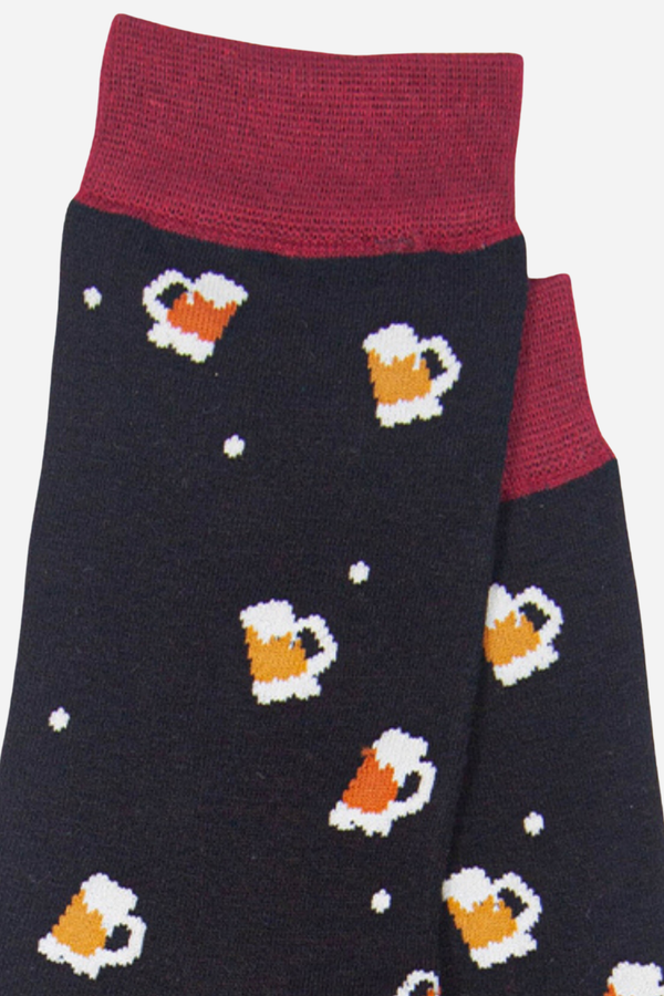 Black Men's Pint of Beer Print Bamboo Socks