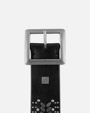 Ezra | Studded Leather Belt w/ Square Buckle - Black