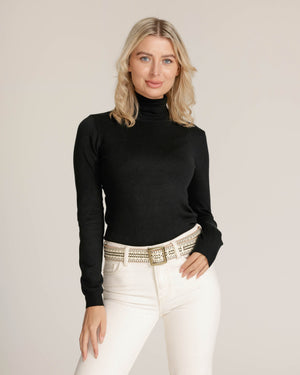 Ezra | Studded Leather Belt w/ Square Buckle - White