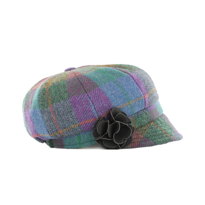 Ladies Tweed Newsboy Hat - Grey Herringbone