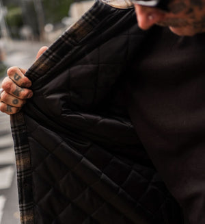Vortex Quilted Flannel Jacket: BLACK / 2X