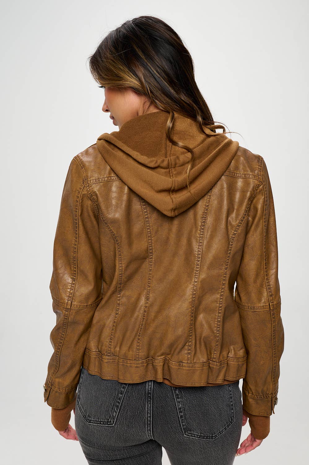 Vegan Leather Girl Next Door Hooded Jacket