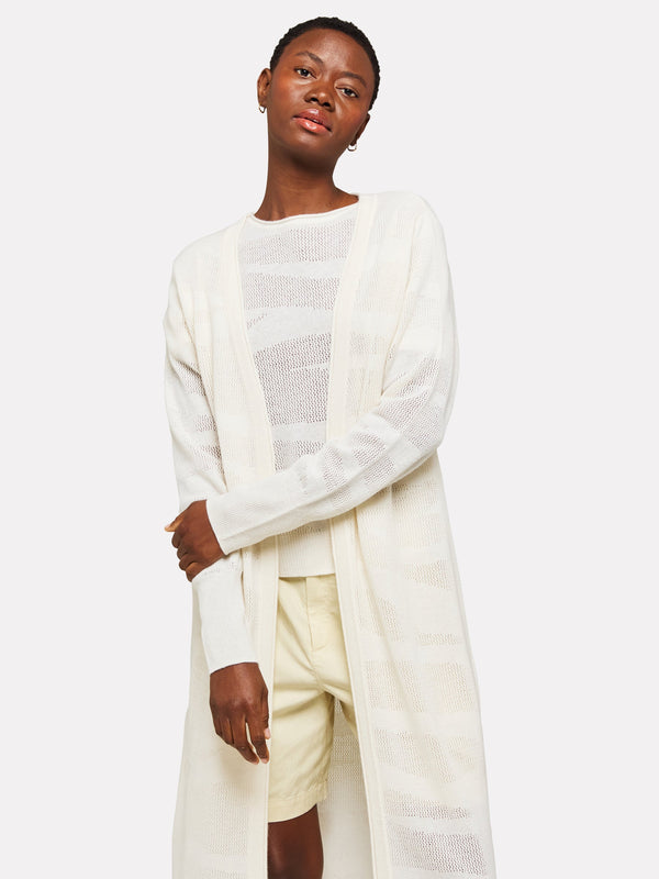 Pointelle Zebra Maxi Cardigan