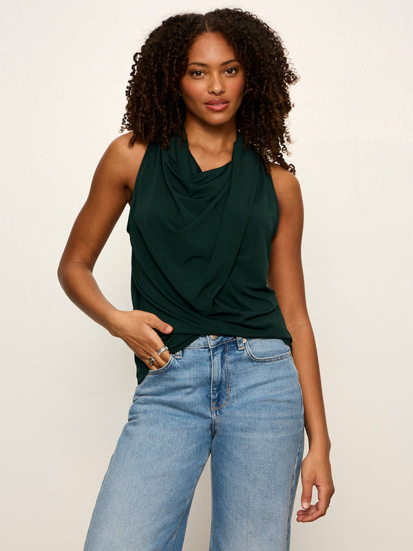 Nora Draped Tank - Forest Green