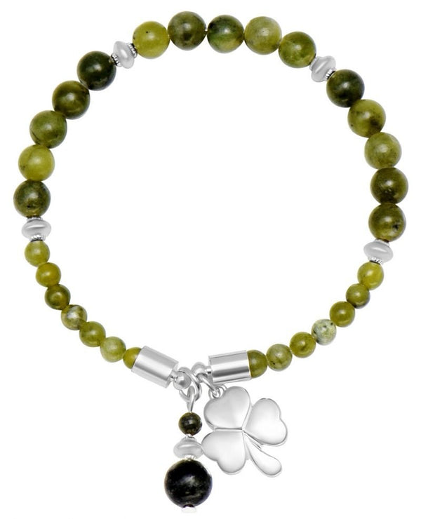 Connemara Marble Heart Shamrock Charm Horseshoe Bracelet