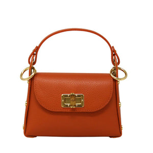 GF1075 GENUINE ITALIAN LEATHER  BAMBOO CLASP, CROSSBODY BAG: LILAC