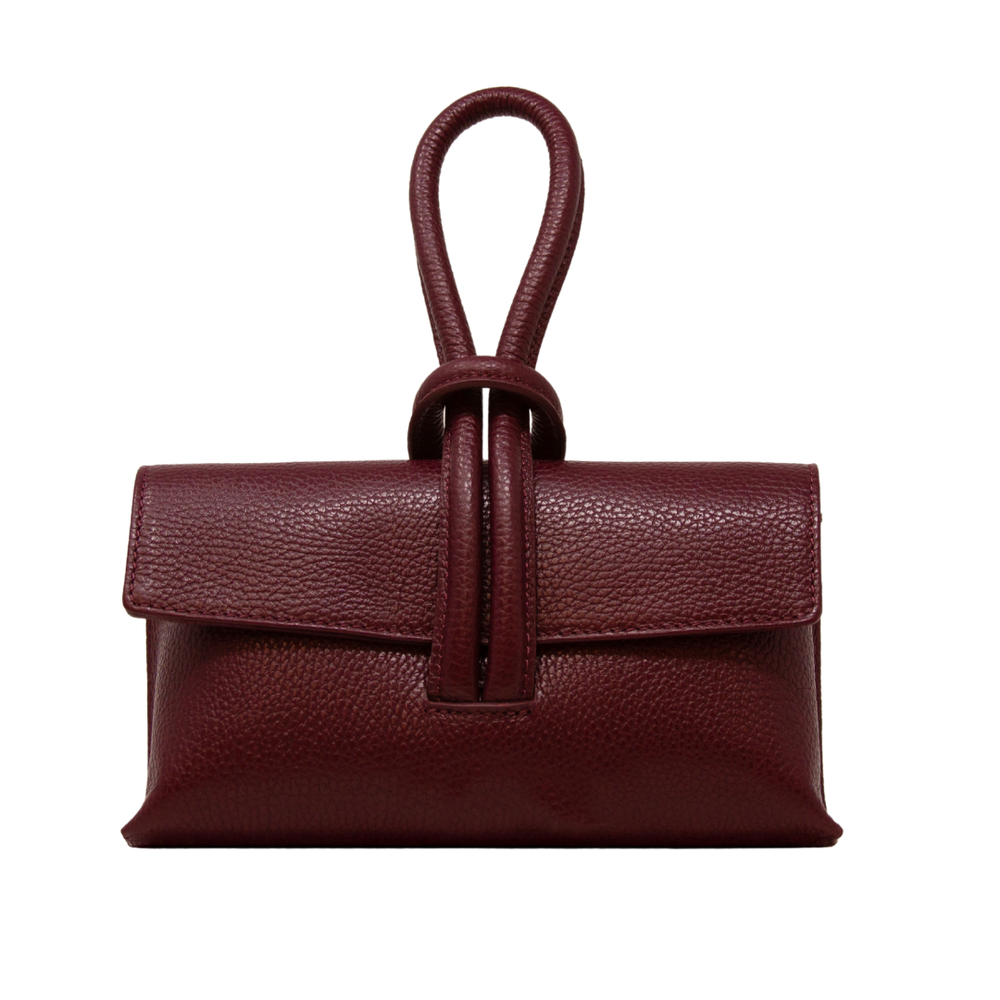 GF0467 GENUINE ITALIAN LEATHER  WRISTLET BAG: BURGUNDY