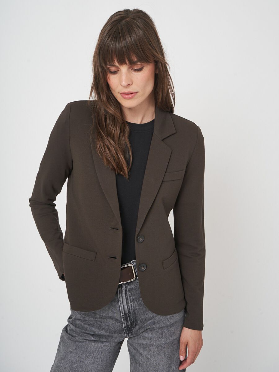Lady's Knit Blazer - Dark Brown