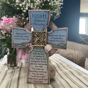 Irish Bedtime Blessing Cross Wall Plaque