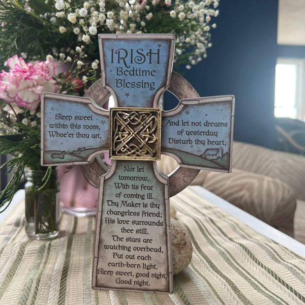 Irish Bedtime Blessing Cross Wall Plaque