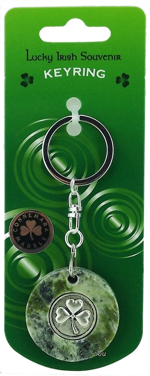 Connemara Marble Keyring With Shamrock