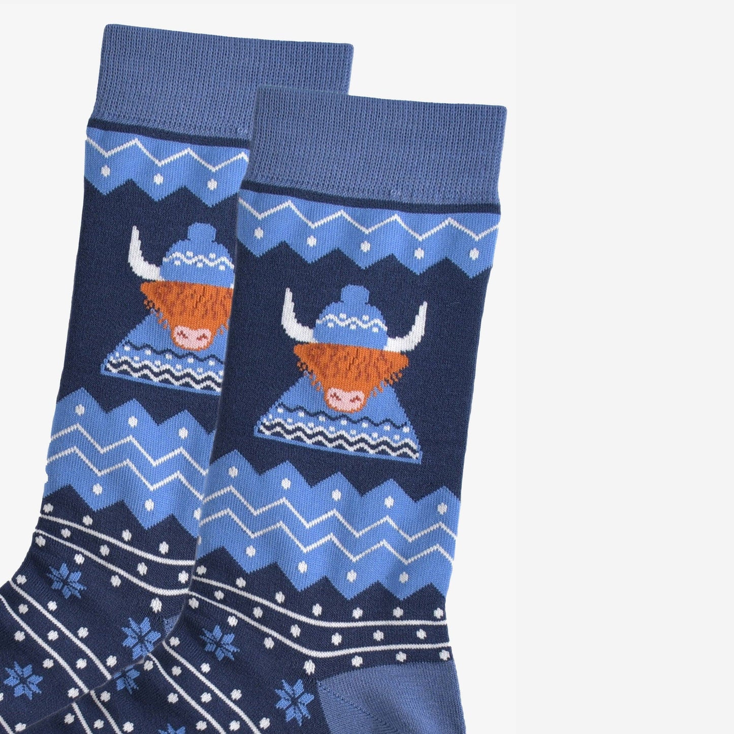 Men's Bamboo Socks - Blue, Highland Cow Hat and Jumper: UK 7-11 | EU 40.5-46 | US 8-12