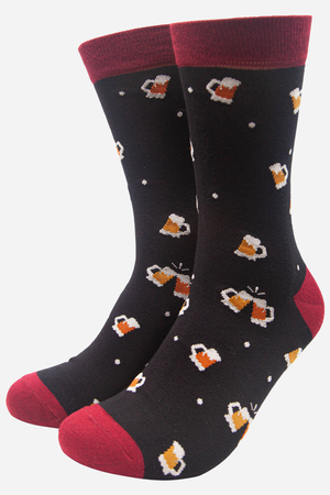 Black Men's Pint of Beer Print Bamboo Socks
