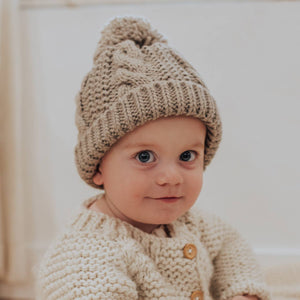Cable Beanie Hat Baby & Kids - Pebble