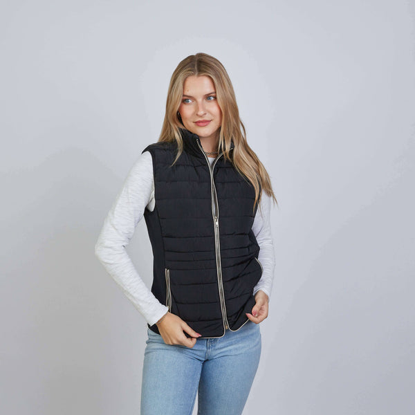 The Icon Perfect Fit Puffer Vest - Black & Khaki