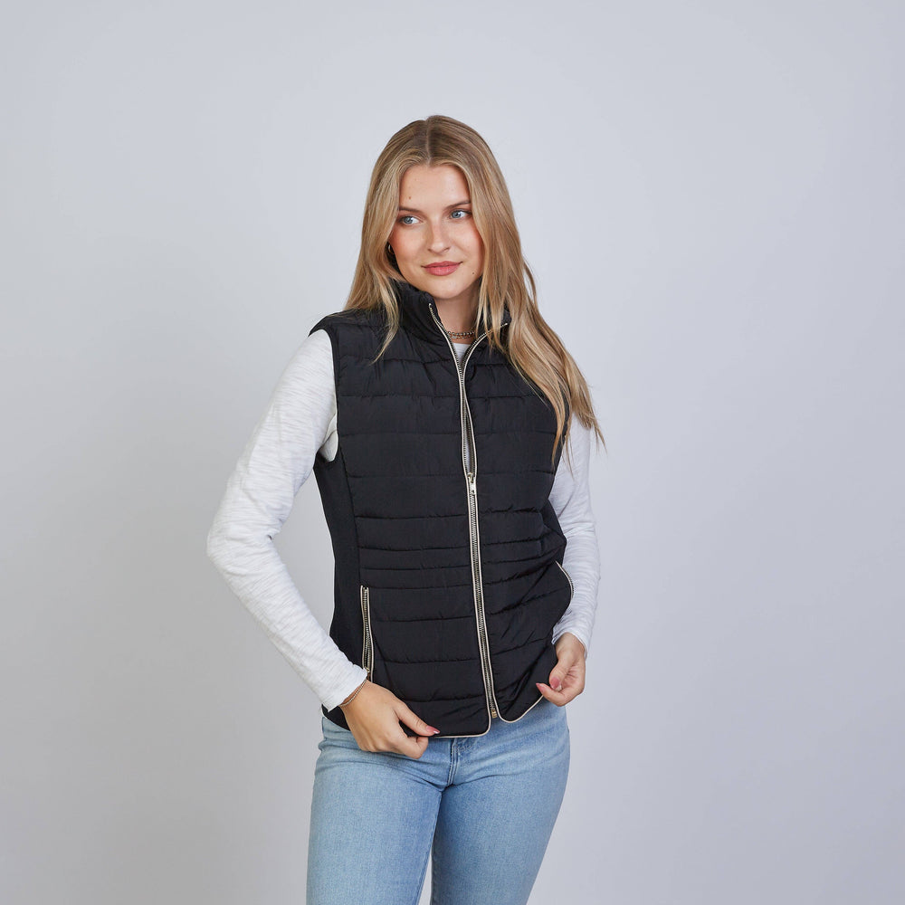 The Icon Perfect Fit Puffer Vest - Black & Khaki