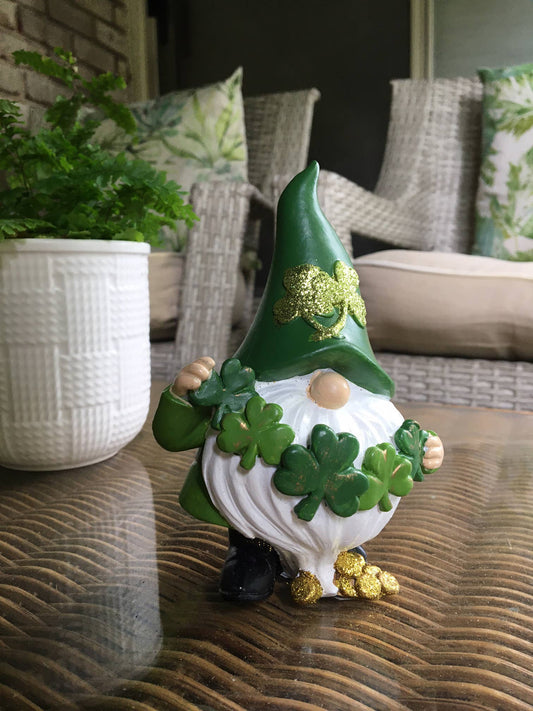 5.7" Resin Irish Clover Gnome