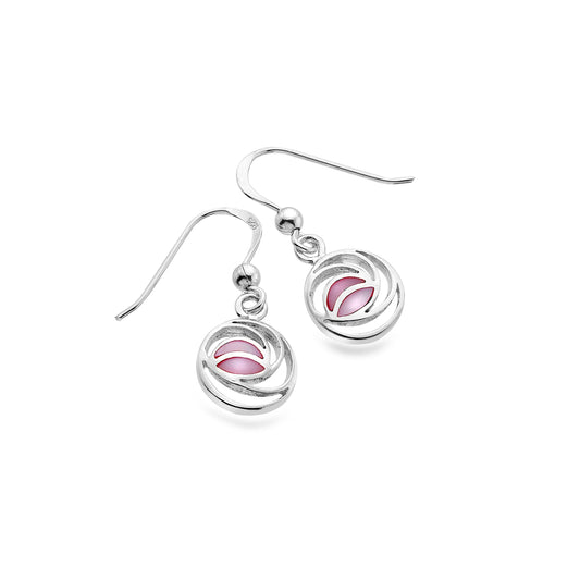 Rennie Mackintosh Pink Mother of Pearl Rose Drop Earrings