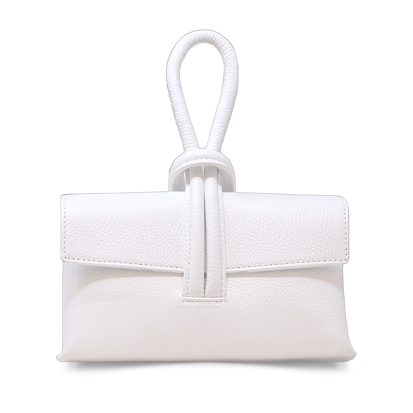GF0467 GENUINE ITALIAN LEATHER  WRISTLET BAG: SILVER