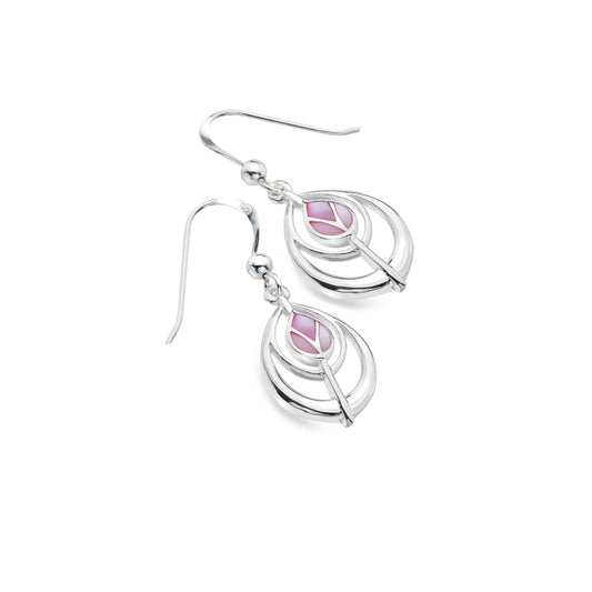 Rennie Mackintosh Teardrop Tulip Pink Mother of Pearl Drop Earrings