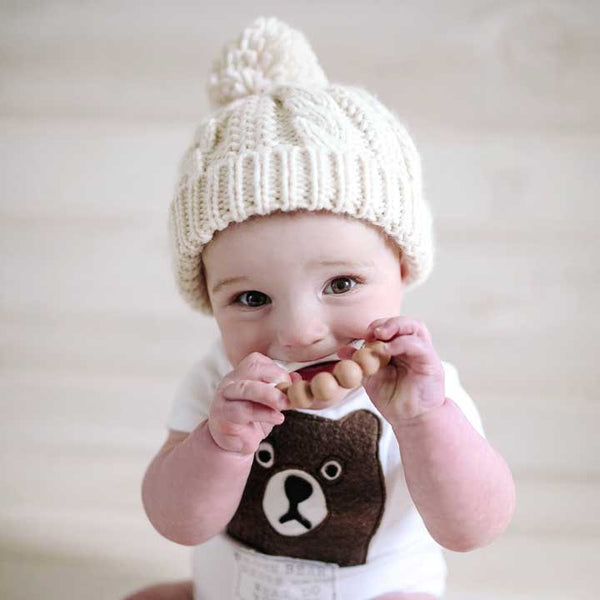 Natural Cable Beanie Baby & Kids: S (0-6 Months)
