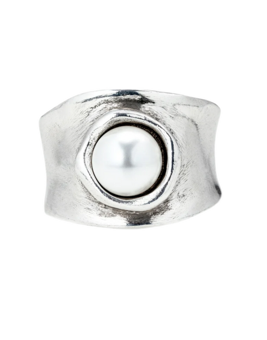 Mi Talisman Silver Ring with Pearl - Size 15