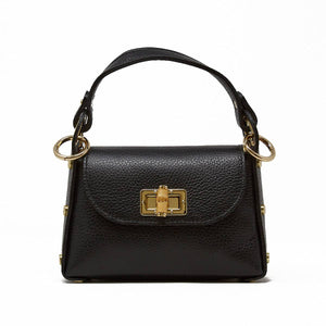GF1075 GENUINE ITALIAN LEATHER  BAMBOO CLASP, CROSSBODY BAG: LILAC