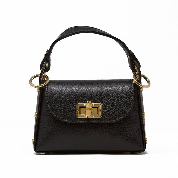GF1075 GENUINE ITALIAN LEATHER  BAMBOO CLASP, CROSSBODY BAG: LILAC