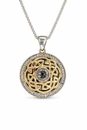 Sterling Silver And 10K Gold Path of LIfe Pendant - White Sapphire