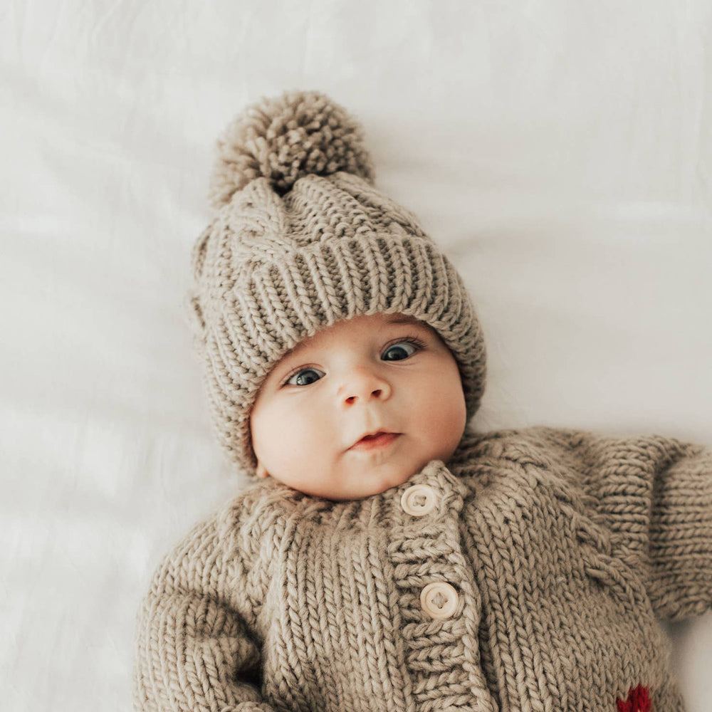 Cable Beanie Hat Baby & Kids - Pebble