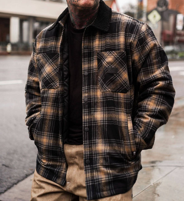 Vortex Quilted Flannel Jacket: BLACK / XL