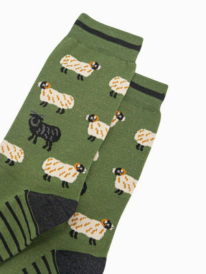 Men's Bamboo Socks - Green, Black Sheep: UK 7-11 | EU 40.5 -46 | US 8-12