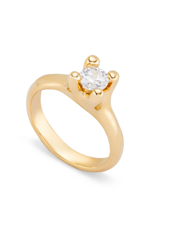 Cosmos Gold Ring - White Crystal 15