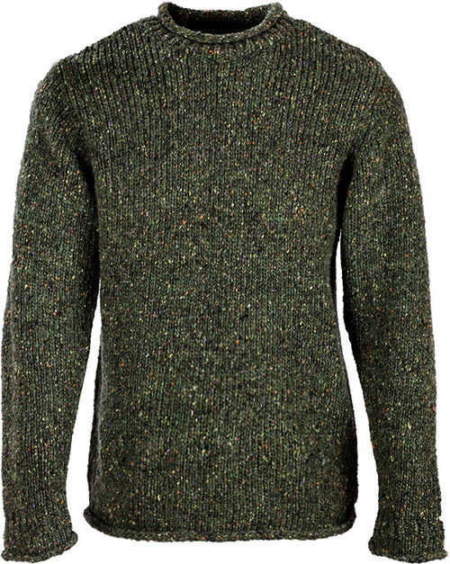 Raheen Tweed Rollneck Men's Sweater - Green